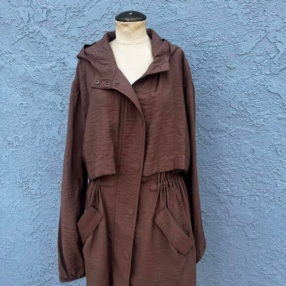 Bailey 44 Women's Brown Silk Trench Jacket Small luxe - Picture 2 of 8